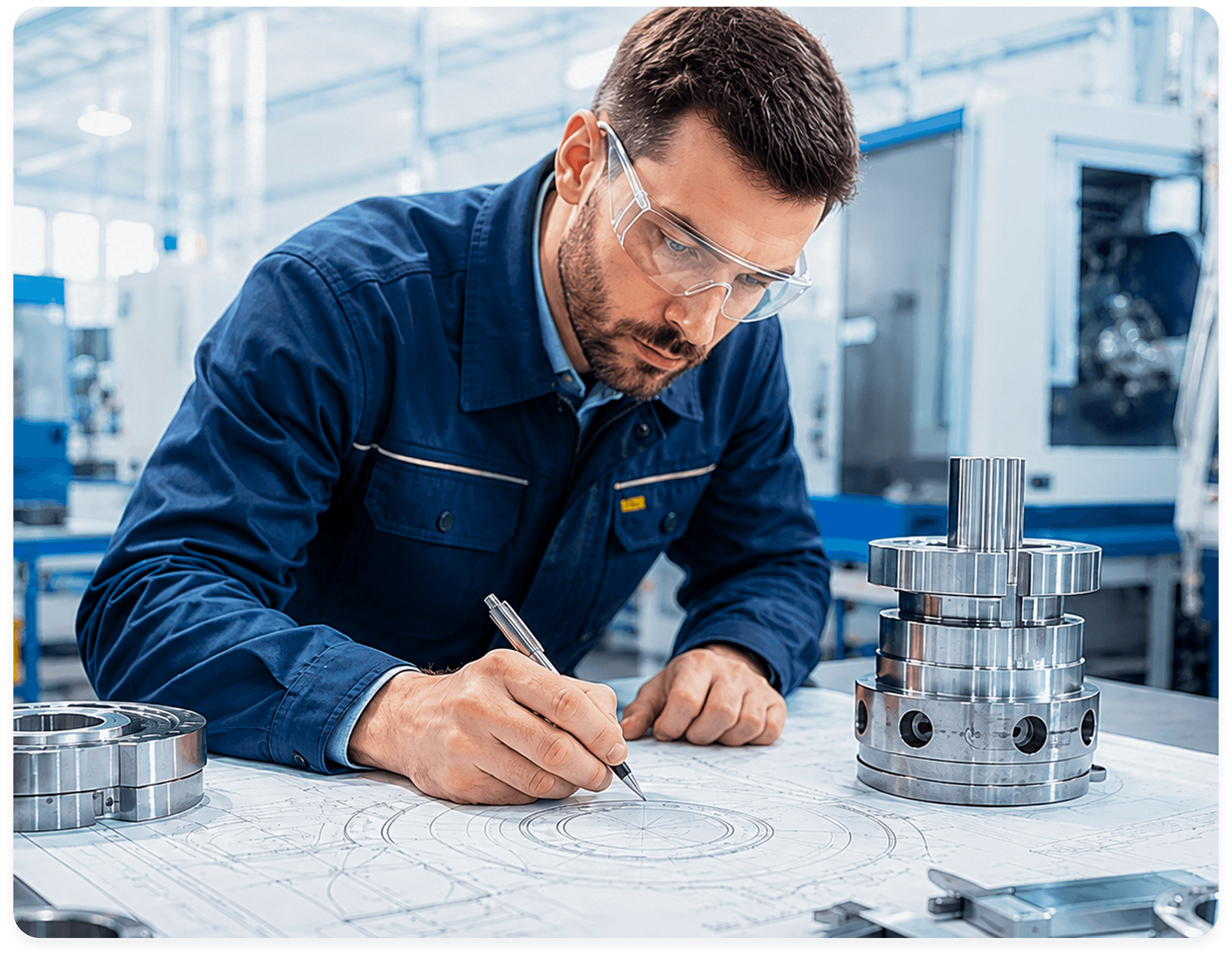 Engineering drawing and machined part precision workflow
